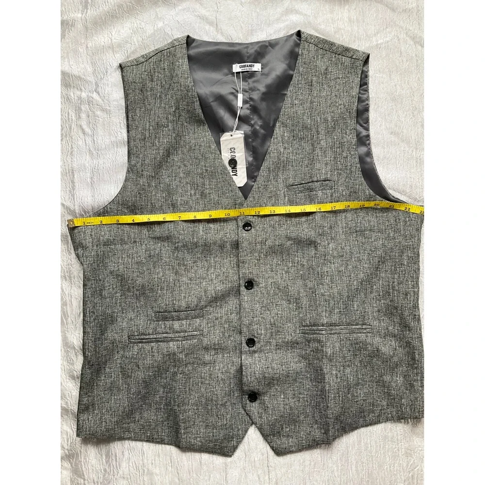 COOFANDY‎ Mens Slim Fit Formal Suit Vest Gray Size XL NWT Preppy Career Party